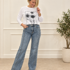Jean Wide Leg Ondine Azul Nevado vista amplia de cuerpo completo