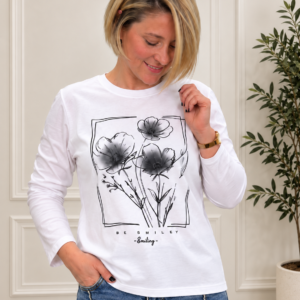 Remera Esencia Floral de algodón elastizado color blanco con estampa floral