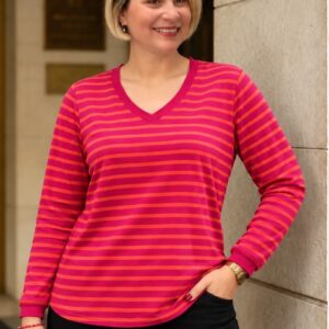 Remera Rayada Amalfi fucsia y naranja