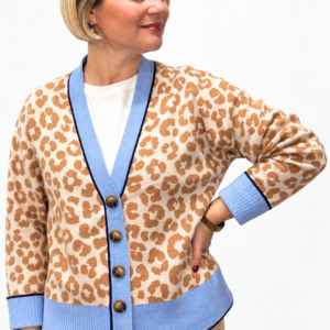 SACO MORIA animal print beige con detalles celestes URBANA 21